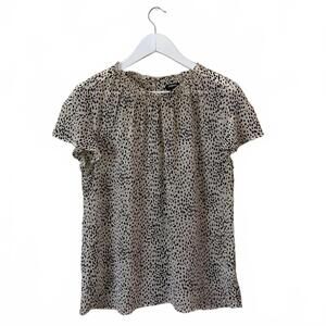 Animal Print Sheer Express Short Sleeve Blouse Large
